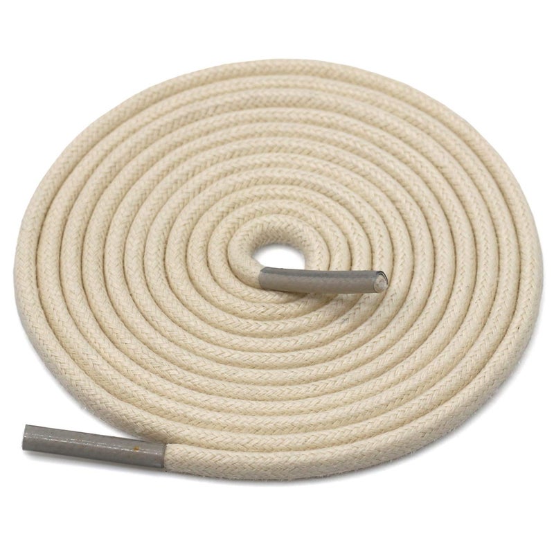 DELELE 2 Pair 39 inch Beige Round Waxed Oxford Shoe Laces for Dress Shoes and Boots - Image 1